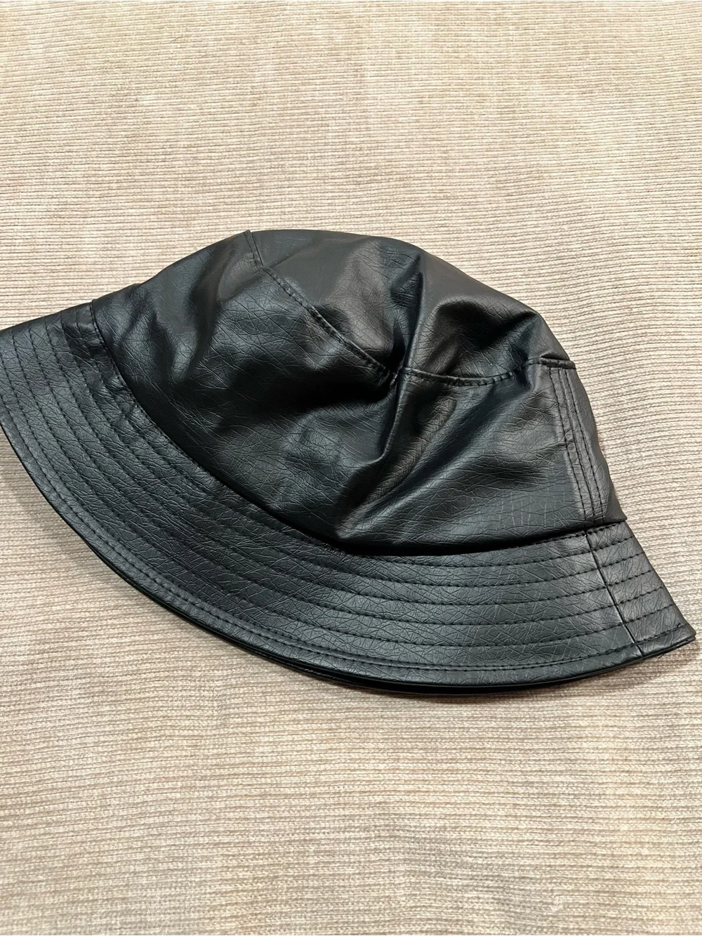 Black Faux Leather Bucket Hat by Zara